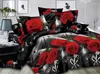 Sängkläder sätter Butterfly Blue Rose Romantic 3D Däcke Cover Bedlese Pudowcase 4st King Nice Soft Bedclothes50