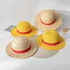 Wide Brim Hats Bucket Hats 31/35cm Luffy Straw Hat Cosplay Animation Performance Kids Adults Luffy Straw Cap Summer Sun Hat Accessories Anime Caps 240407
