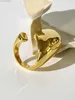 Cluster Rings Perisbox Modern Pure Gold Plated Extra Large Open Dome Ring Womens Short and Fat Statement Big Finger Ring Fashion Party Jewelry240408