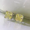 Stud Earrings Wholesale Of 925 Silver Yellow Minimalist Ins Princess Square 6 6m Flower Cut