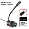 Microfones mais novos USB RGB Microfone leve de alta qualidade Gaming Mic Mic Desktop Gaming Condenser Microfone para transmissão para laptop para PC