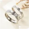 Alyanslar Paslanmaz Çelik Çift Nişan Kadınlar İçin Erkekler Kristal I Love You Ring Promise Designer Mücevher Hediye Deliği Del Dhgarden Dhp4n