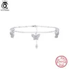 Orsa juveler 925 Sterling Silver Butterfly CZ Chain Ankletter For Women Fashion 14k Gold Foot Armband Ankel Straps SMEEDDAY SA60 240408