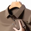 Wa Men High-end ffle Short-sleeved T-shirt 2023 Summer New Light Luxury Ice Silk Business Seamless Lapel Polo Shirts Thin Section