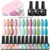 Dryers 16pcs Gel Nail Polish Set with Uv Lamp Nail Dryer Nude Pink Glitter Semi Permanent Varnish Base Matte Top Coat Nail Art Kits