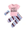 Kids Girls Cartoon Turnits 6 Lettre de style Tops imprimés Tshirts Infant Suit Toddler pantalon floral rayé Baby Girls Clothes Set4732306