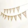 Decorazione per feste 13 FLAGS Vintage Jute Jute Hessian Burlap Banner Celebrazione della Pografia di buon compleanno