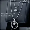 Colliers pendants Leeker charme rond cercle long collier pour femmes 2 couches déclaration de chaîne bijoux feme