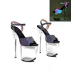 Dansskor Leecabe 8inch/20cm holografisk PU Upper Lady Led Light Up Glowing Platform Party High Heels Pole Dancing