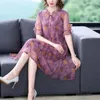 Party Dresses Fashion Casual Floral Printing Women Temperament Knee Skirts Summer Thin Flounce V-neck Short Sleeve Women's Clothing