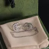 Classic Stud -oorbellen vol Diamond G -sieraden, 5 Letter S925 Silver Earrings Diamond Gift, Designer Jewelry Cadeau voor vrouwen