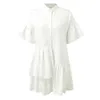 Half Sleeve Ladies Dress Tiered Ruffle Layer Summer Dresses Single Breasted Cuff Casual For Fine Women Vestidos 240408