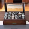 Kamier 12 Slots Watch Box Box Case Organizer Affichage pour Mentwo-Tier Wood Watch Box Organisateur pour hommes avec porte-greffe et tiroirwalnut