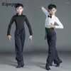 Stage Wear Children's Latin Dance Performance Costumes Boys' Standard Examination White Top Exercise Clothing Blue Striped Pants