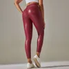 Lu Pant Hizalama Pu Kadın Seksi Scrunch Butt Kızlar Sahte Deri Pantolon Yüksek Bel Push Up Sıradan Taytlar 6 Renk Yoga Gry Egzersiz