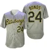 Barry Bonds Jersey 24 25 Vintage Cream Yellow Black Wit Pinstripe Pullover Person Patch Grootte M-3XL