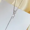 Colares pendentes Anenjery Cross Long Chain Colar para mulheres Acessórios de jóias de festa simples de moda