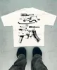 T-shirts masculins New American High Strt Fashion Match Gun Bet Imprimer T-shirt surdimensionné pour hommes Y2K HARAJUKU Goth Style Casual Shirt T240408