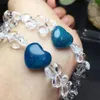 Länkarmband S925 Natural Apatite Heart Clear Quartz Facetterade Teardrop Armband Kvinnor Vackra färgglada kristallenergi läkande smycken