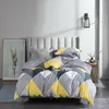 Defina a cama Evich Amarelo e cinza claro Conjunto 3pcs Temporada atual Double King King Size Quilt Tampa travesseiro de camas de cama