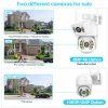 Telecamere 4K 8MP Dual Lens IP Camera di sicurezza esterna Wifi PTZ Camera da 4MP HD Tracciamento automatico Videocrometro CCTV Camera P2P APP ICSEE