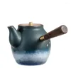 Teaware -sets stoare zijgreep Pot Tea set een twee kopjes bamboe bak Flambe Chinese mini -theepot