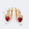 Dangle Earrings Trendy Red Original Round Stone 585 Rose Gold Color Unique Hollow Drop Women Wedding Party Fine Jewelry