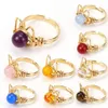 Top Quality New Personalized Handmade Gold Wrapped Original Stone Agate Ring Female Adjustable Wire Wrapped Rings Wholesale Jewellery Bijoux Wholesale
