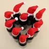 Party Decoration 30pcs Mini Santa Hats Wine Bottles Cover Silverware Holder Home Christmas Decor Lollipop Candy Cup Covers