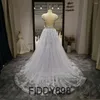 Party Dresses Fiddy898 Elegant Evening Long Straps Applique Pärled Floral Custom Made Prom Dress Train Vestido de Festa Longo