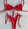 Brazylijskie mikro bikini 2020 Seksowne sznur Swimsuit żeńskie bikini zestaw żółtych strojów kąpielowych Kobiety mini kąpiel Suit1008356