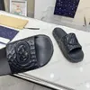 New designer slides men interlocking slide sandal pool slip-on slippers mimicking water ripples luxury textured rubber flat women summer slider slipper size 35-45