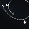 Wantme 925 Sterling Silver Luxury Shiny Zircon Star Moon Romantic Chain Anklet For Women Simple Fashion Korean Charm Jewelry 240408