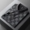 PLAID Tryckt modeföretag Polo Shirt Mens 2024 Summer Thin Breattable Trendy Lapel Casual Tshirt 240402