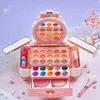 49 PCS DRESSER Kids Makeup Kit For Girls toalettbord Prinsessan Verklig tvättbar låtsas spela kosmetiska set leksaker med spegel non 240407