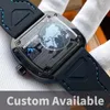 Orologi da polso nessun puntatore Stile di design industriale automatico Miyota movimento sf-m3/02 sette orologio da polso blu nero