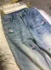 Jeans femminile perforazione di alta qualità Donne in denim pantaloni da testa ricami casual pantaloni dritti in vita primavera estate
