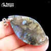 Pendant Necklaces High Quality Big Natural Blue Flash Labradorite Stone Beads Pendants Wholesale Bijoux Necklace For Men's Jewelry SS526