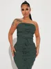 Work Dresses Set Woman Two Pieces Elegant Dress Up Summer Strapless Crop Top And Mid Length Sexy Outfit Wholesale Drop