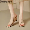 Summer Open Toe Women Tisters Fashion Elegant smala band Slides Shoes Ladies Outdoor Dress Wedges Heel Sandalias 240403