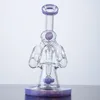 8 Zoll Glas Bong Doppel -Recycler Kopftafel Wasserleitungen Öl Rig Purpel Grüne gebogene Röhrchen Donut Perc Dab Rigs Wasserrohr XL320