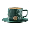 Mugs Nordic Style Ceramic Coffee Cup With Disc Set Green Mug Gift Drinking Water High Beauty Tea