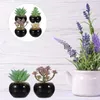 Decorative Flowers 4 Pcs Mini Ornaments Simulated Bonsai Fake Potted Succulents Small Artificial Plants Miniature Landscape Decor