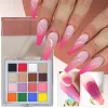 Glitter 16/12/10 Färger Solid Powder Nail Art Gradient Pigment Set Ombre Mirror Chrome Nail Glitter Macaron Watercolor Dust Manicure