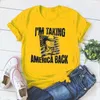 Camisetas femininas, estou levando a camisa americana de volta camisa patriótica 2024 UNISEX Trending T-shirt 4 de julho Mulheres roupas m