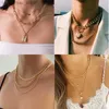 Pendant Necklaces Punk Big Link Chain Necklace Choker for Women Steampunk Multi Layered Star Lock Pendant Necklace Statement Jewelry240408