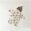 Rompers bahar yürümeye başlayan çocuk bebek kız kızlar örme bodysuit bebek tulum örgü kıyafetler doğumlu kıyafet sweatshirtler deler dhpvd