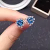 Stud -oorbellen mode hart edelsteen zilver voor feest 6 mm VVS grade natuurlijke topaz 925 blauw