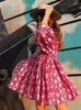 Casual Dresses Dress Retro Loose Fit Printed Mini Elegant Frock Spring Summer Middle Sleeve 1-pcs Floral Female Clothing Bohemian