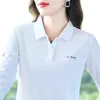 春秋のポロゴルフの女性を着る長袖Tシャツ刺繍ポロネックスポーツ女性ティーレディースゴルフウェア2024 240327